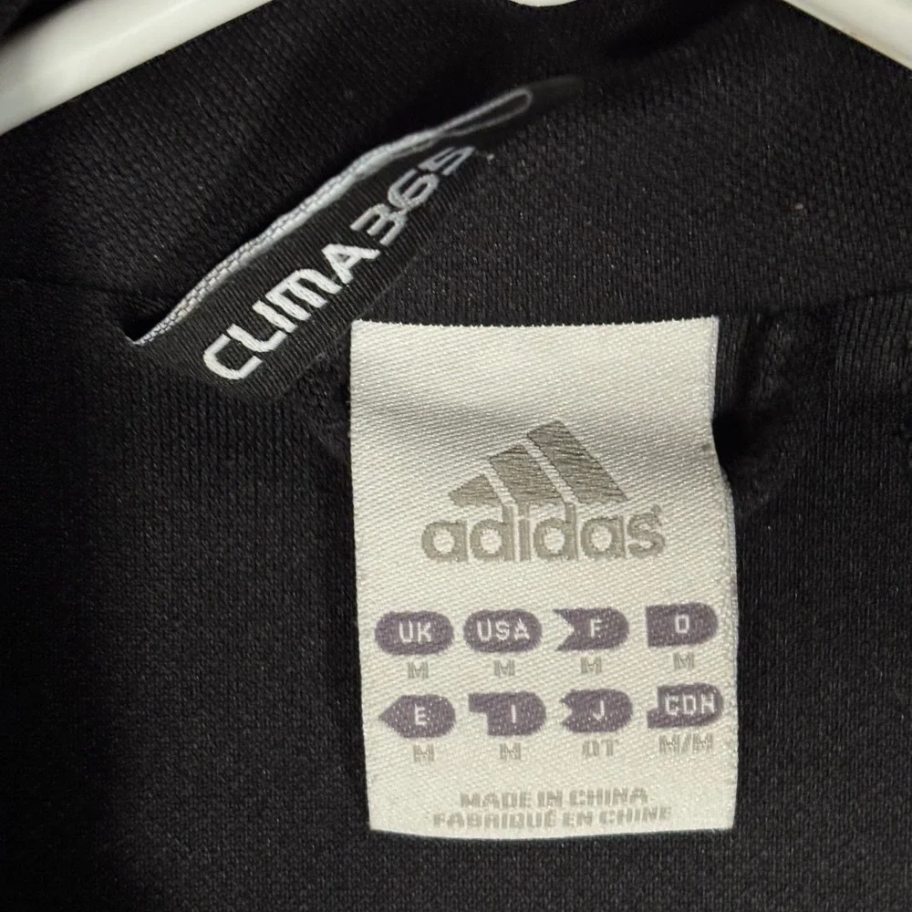 Adidas Track Jacket Mens Medium Black White ClimaCool Full Zip Athletic Rare